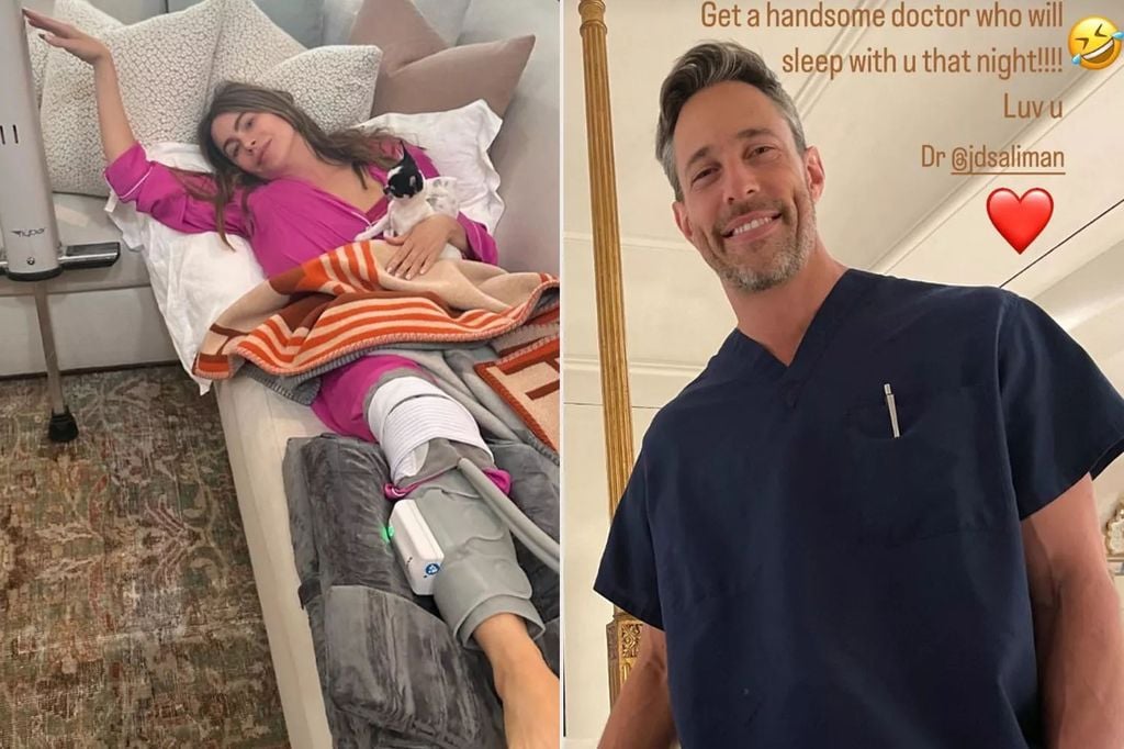 Sofía Vergara en 2024 recién operada de la rodilla y al cuidado de su entonces pareja.