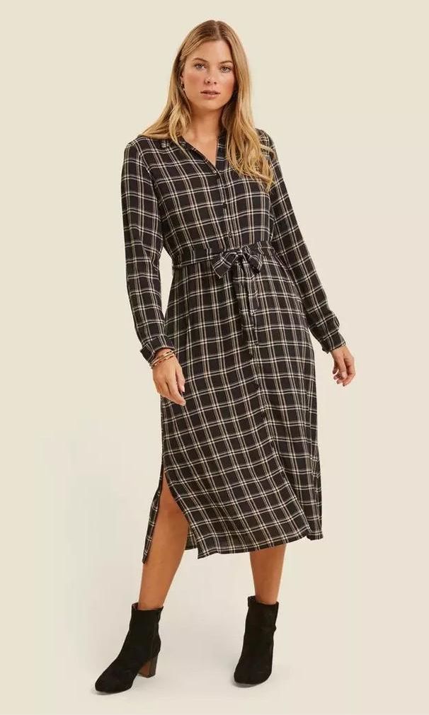 abbie check midi shirt dress de fat face