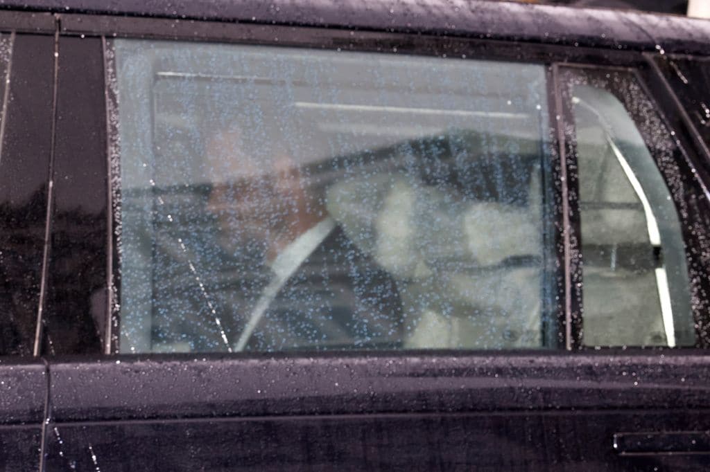 Britain's Prince Harry, Duke of Sussex leaves Clarence House in London on September 10, 2025 in the back of a car. Prince Harry arrived at his father King Charles III's Clarence House residence in London on Wednesday for what is believed to be their first meeting since February 2024, British media reported. The Duke of Sussex, who has been in the UK since Monday for a series of engagements, was seen entering the royal residence in a black car, just over an hour after the king. (Photo by Toby Shepheard / AFP) (Photo by TOBY SHEPHEARD/AFP via Getty Images)
