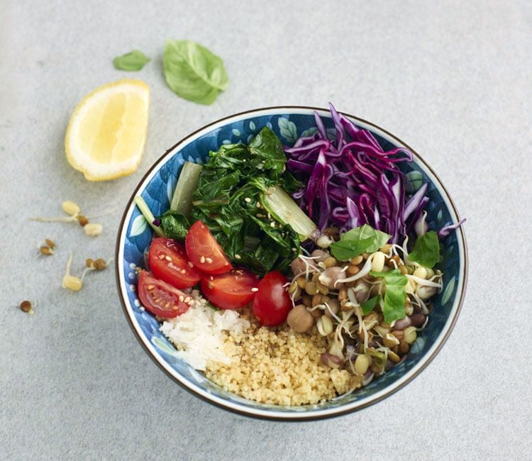 Ensalada templada de tabulé y arroz