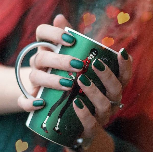 manicura navidad verde