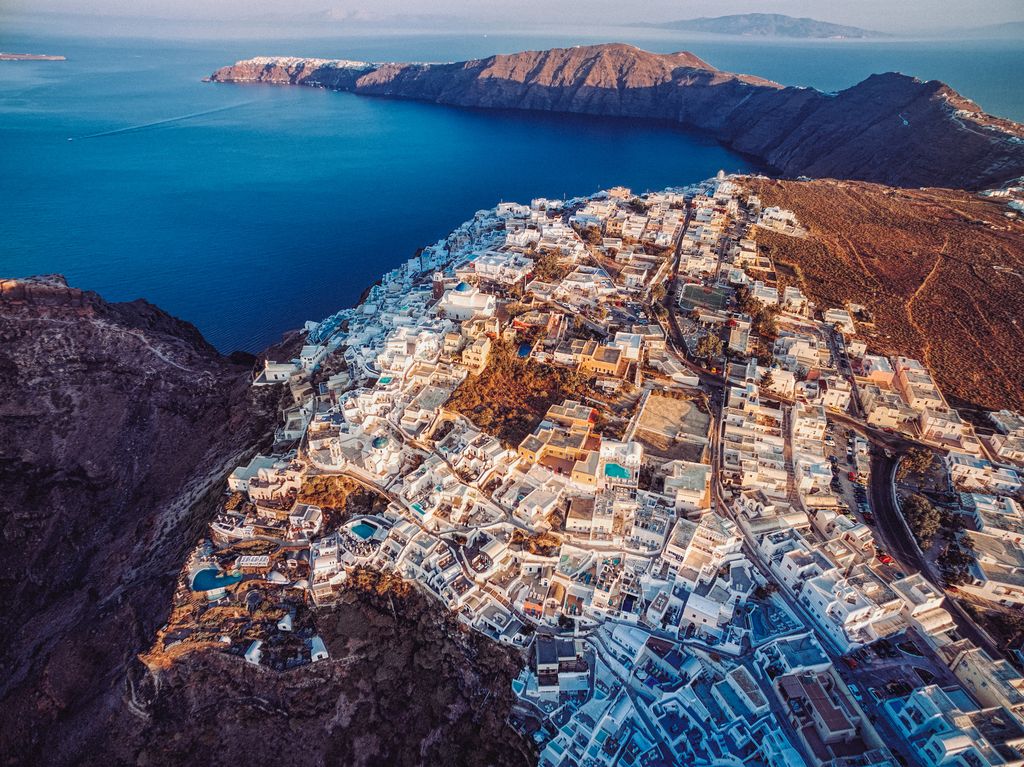 Vista aérea de Santorini