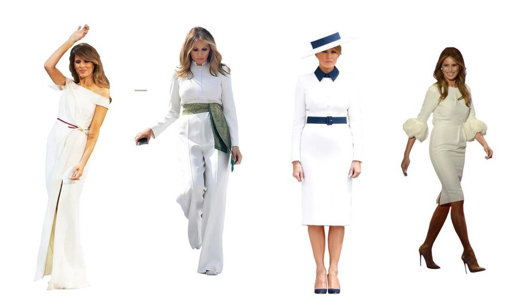 
De izquierda a derecha, Melania Trump vestida de Hervé Pierre, Hervé Pierre, Dolce&Gabbana y Roksanda.

