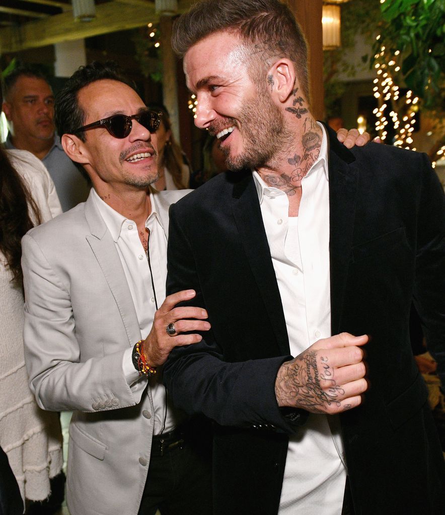 Marc Anthony y David Beckham en una fiesta en Miami el 6 de diciembre de 2018
