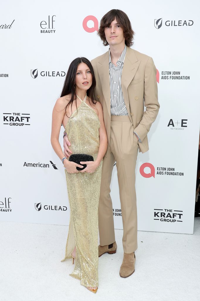 Avery Wheless and Dylan Brosnan attend the Elton John AIDS Foundation's 33rd Annual Academy Awards Viewing Party on March 02, 2025 in West Hollywood, California. (Photo by Michael Loccisano/Getty Images for Elton John AIDS Foundation)
