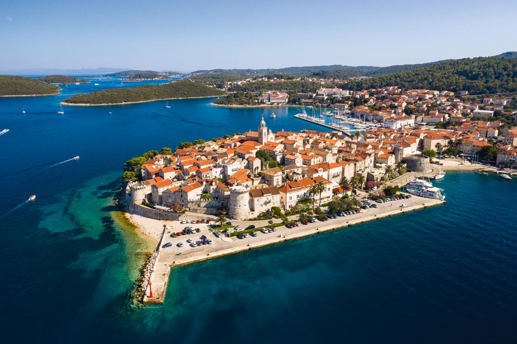 Panorámica de Korkula, Croacia