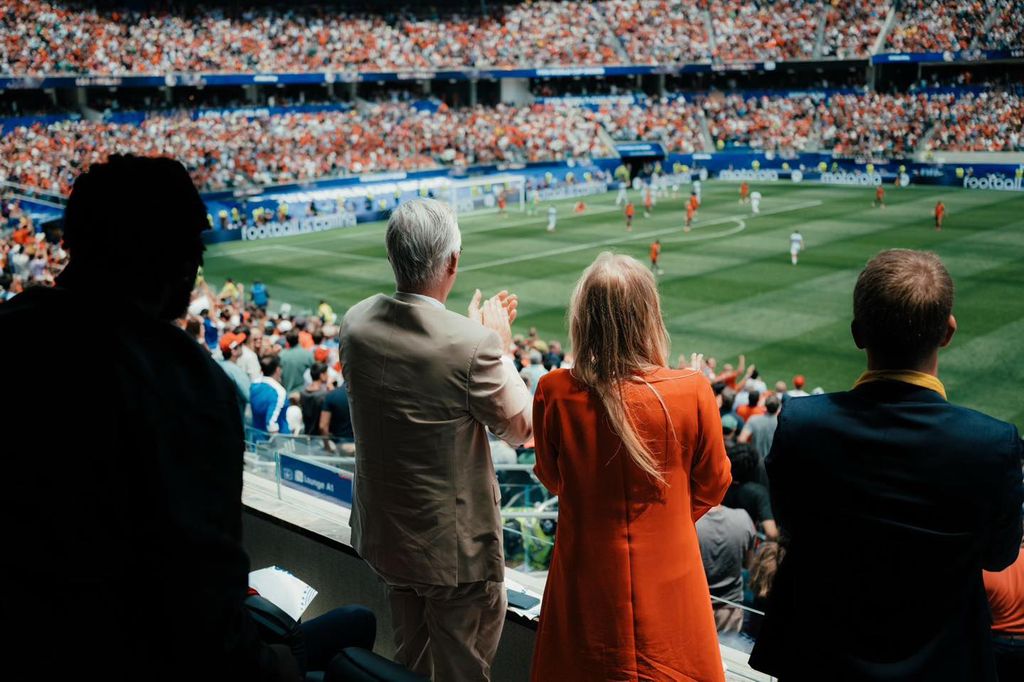Felipe de Bélgica, disfrutando del partido de Cuartos de Final