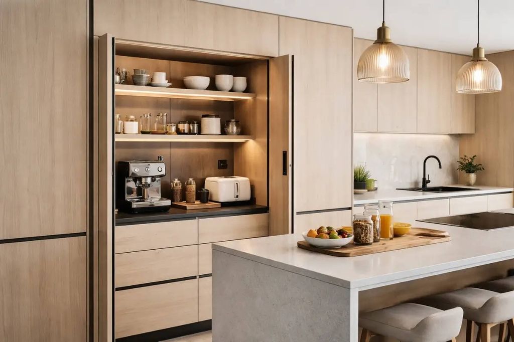 Mueble desayunador en cocina de madera