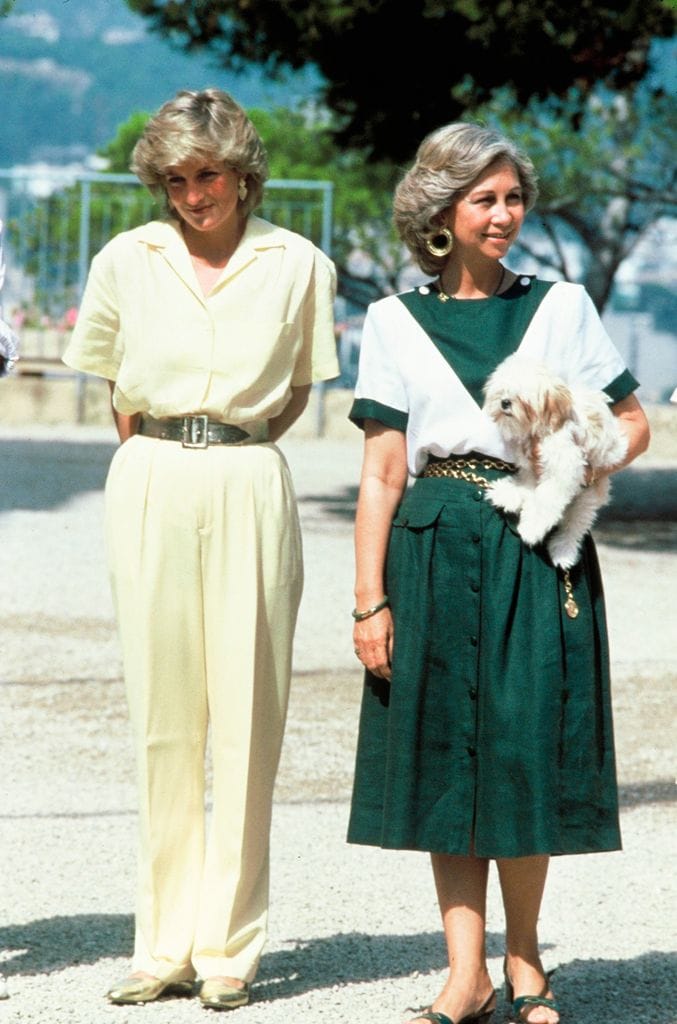 Agosto de 1987, Diana de Gales y la reina Sofía en Palma de Mallorca