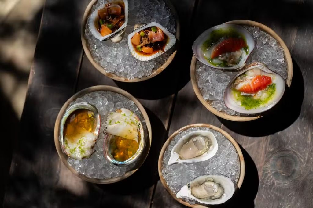 Platillos frescos servidos en el restaurante FAUNA, en Baja California 