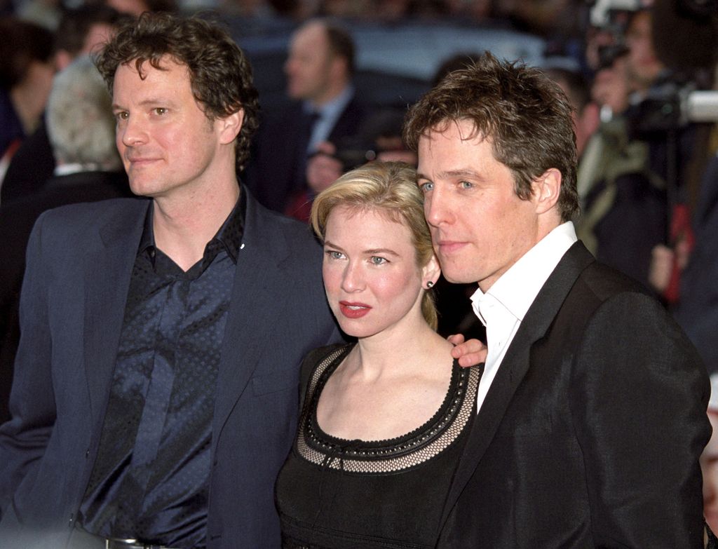 Los protagonistas de 'El diario de Bridget Jones', Colin Firth, Renée Zellweger y Hugh Grant, en la presentación de la película en Londres