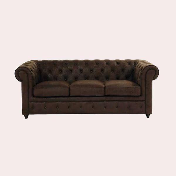 Chesterfield Sofá Capitoné de 3 Plazas de Antelina Marrón Maisons du Monde