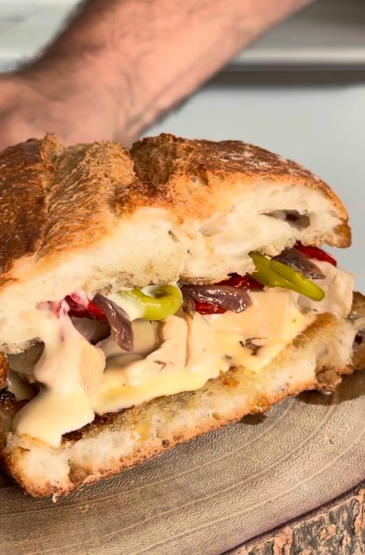 El bocadillo de Craviotto, ya terminado.