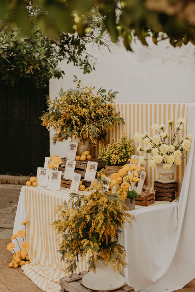 Decoración de bodas en amarillo
