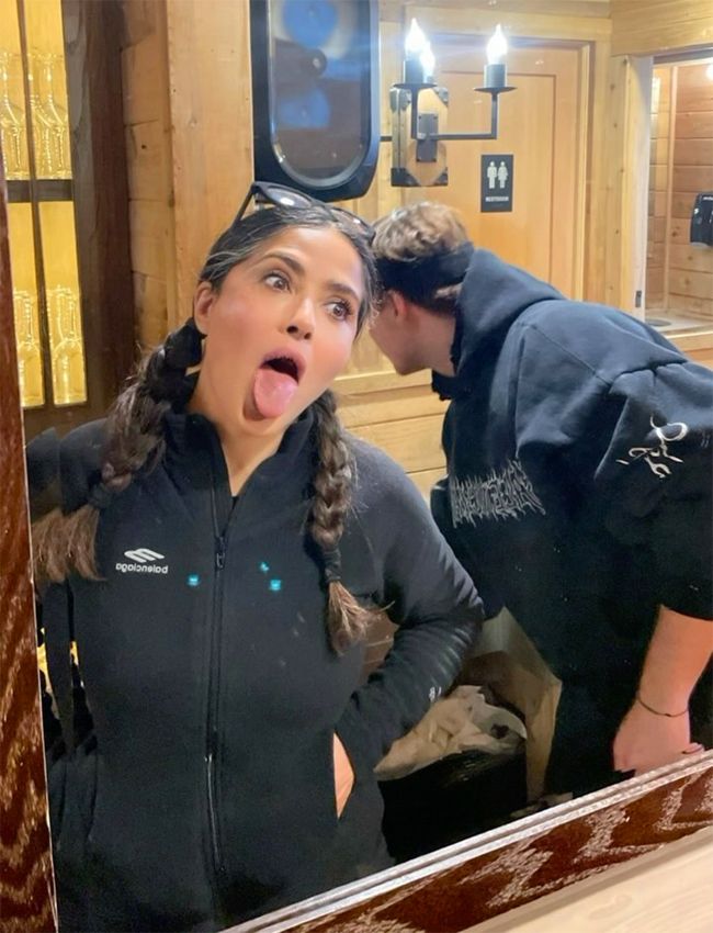 Salma Hayek con el hijo de Linda Evangelista