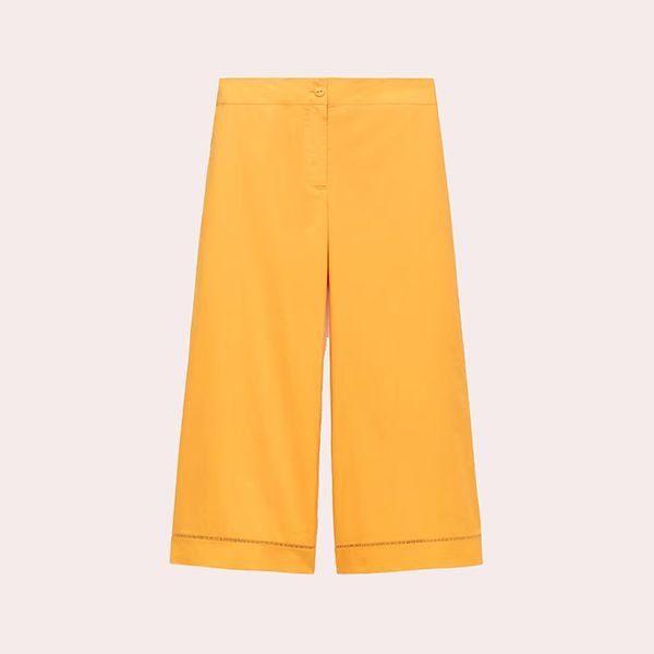 Pantalones Rectos de mujer de Algodón con Entredós Naranja Adolfo Dominguez