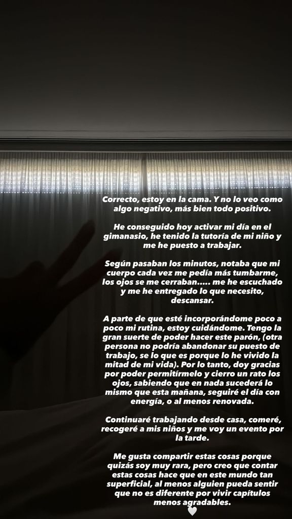 Tamara Gorro sufre una recaída que le lleva a permanecer en la cama