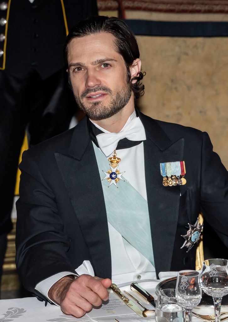El príncipe Carlos Felipe de Suecia en una cena de gala, 2022.