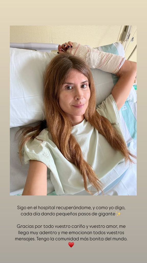 Rebeca Labara en el hospital un mes después del accidente en el que murió su marido