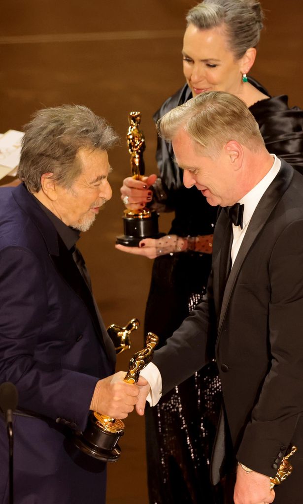 Al Pacino con Christopher Nolan y Emma Thomas