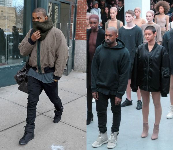 Kanye West presentó en primera fila de su desfile para Adidas una clásica bomber negra oversize.
