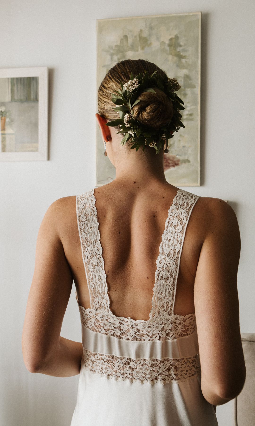 Moño de novia con flores