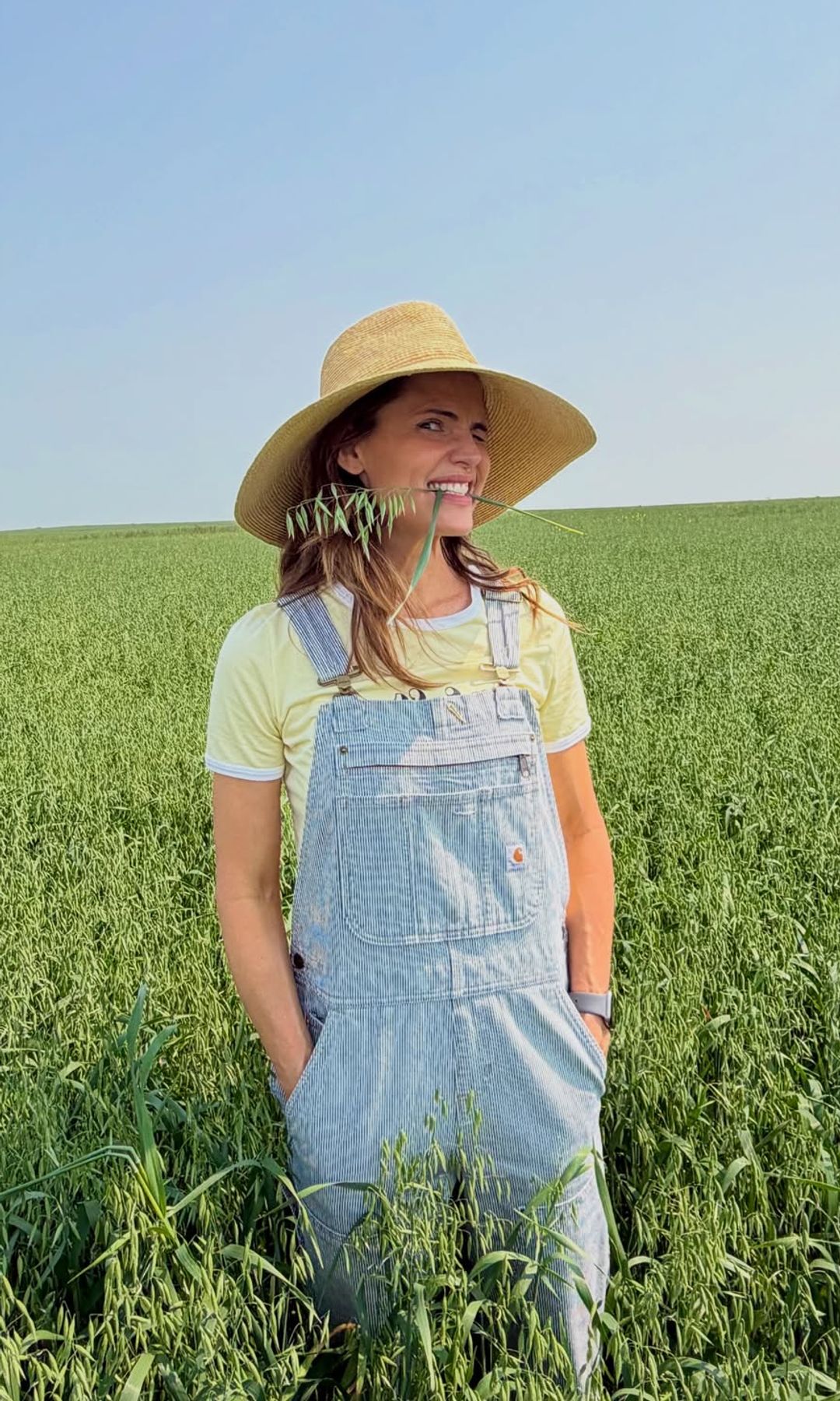 Jennifer Garner en un campo de avena