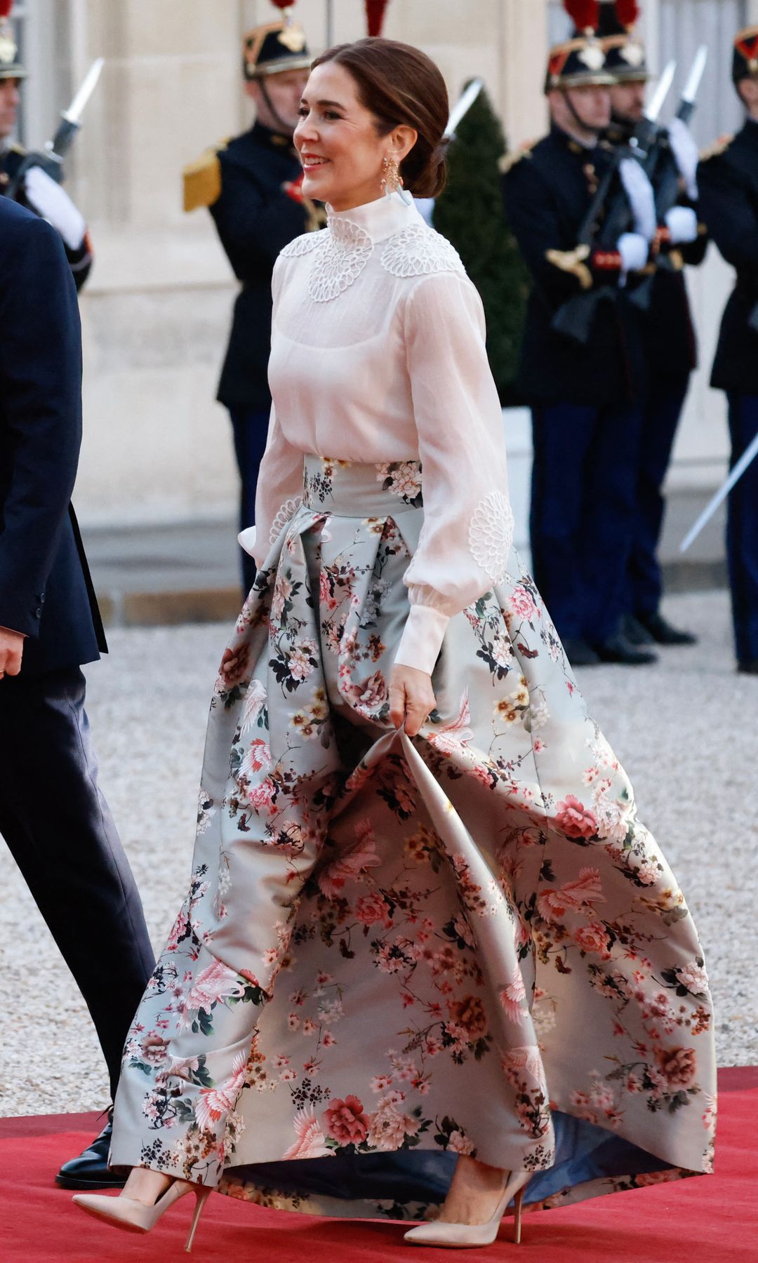 Mary de Dinamarca en la cena de estado en el palacio presidencial