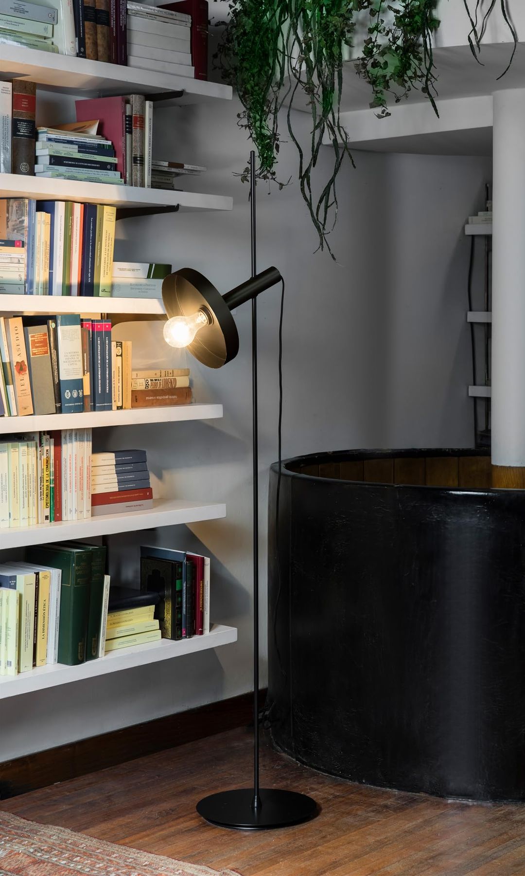 Lámpara de pie para iluminar una librería