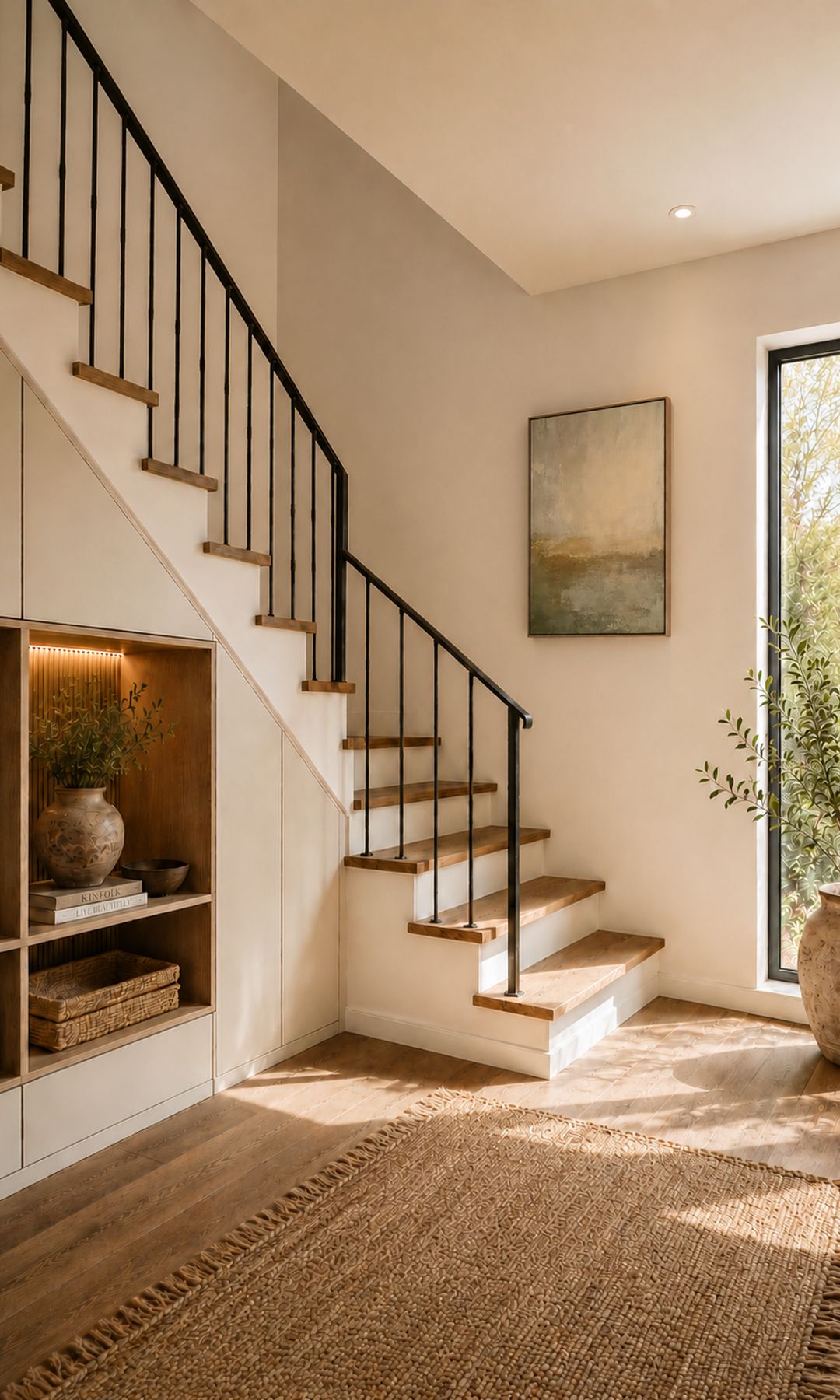 Recibidor: zona de escalera con armario, proyecto de Montse Morales