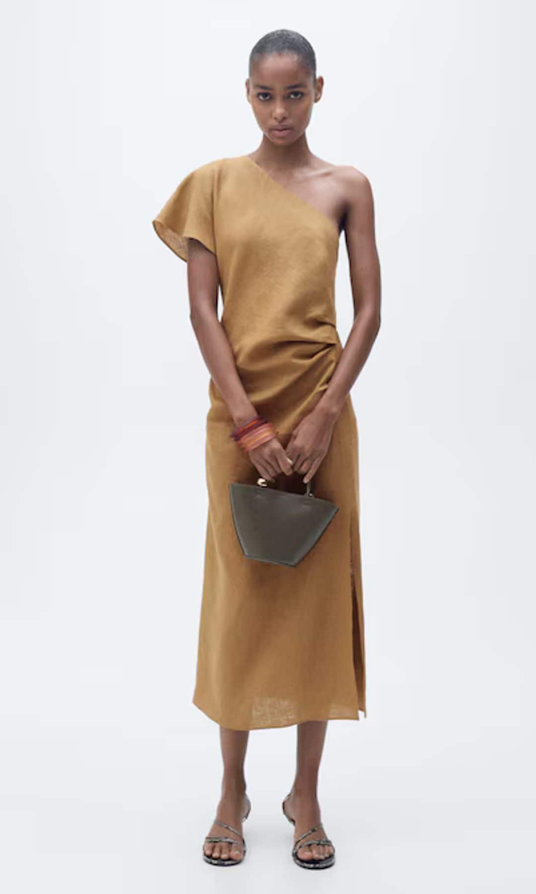 vestido lino asimétrico