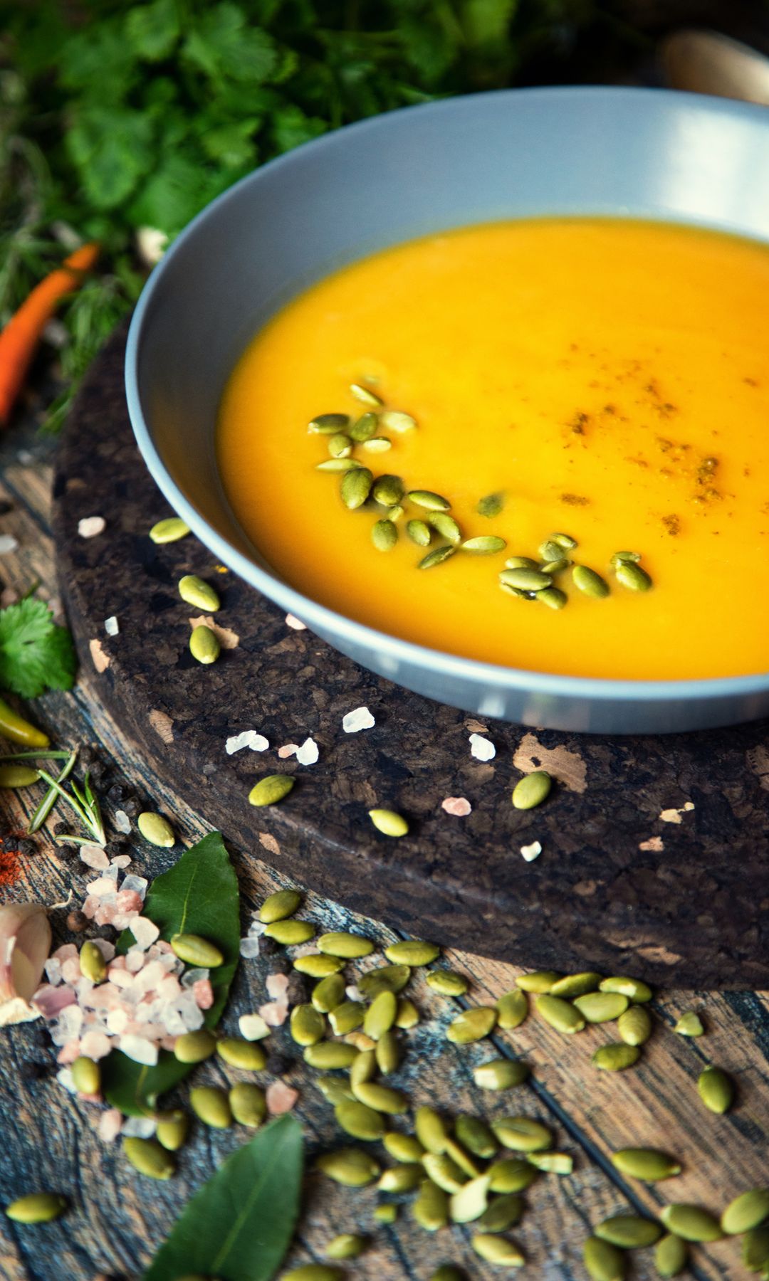 Crema de calabaza con semillas