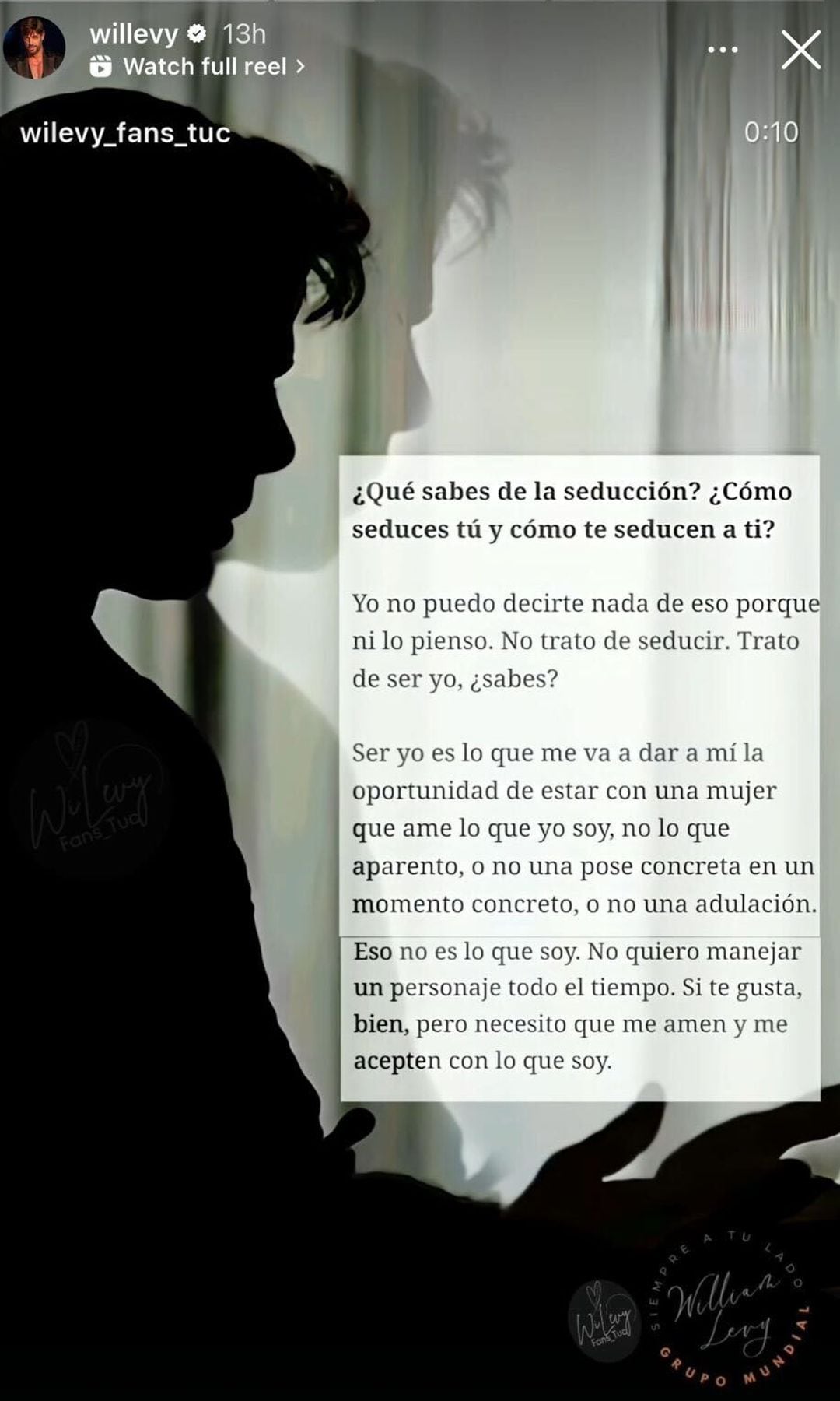 William Levy compartió este post en sus redes sociales.