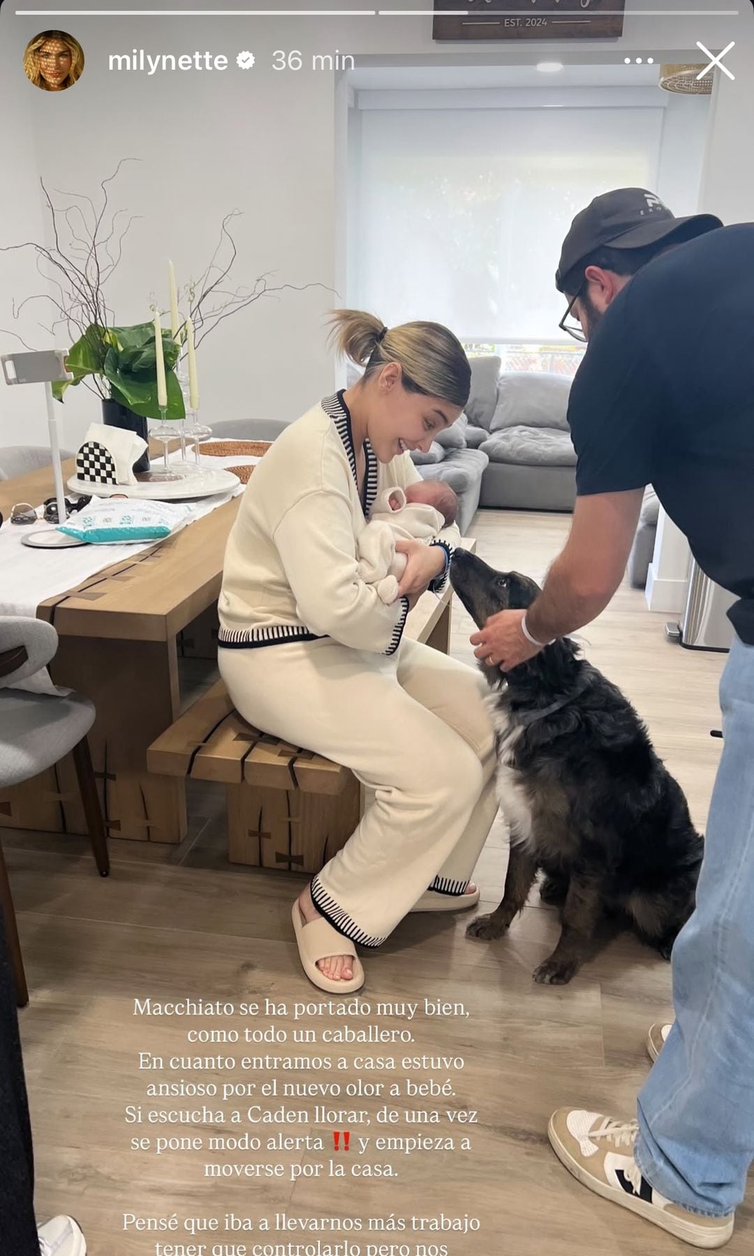 Migbelis Castellanos compartió cómo fue el primer acercamiento de su mascota con Caden.