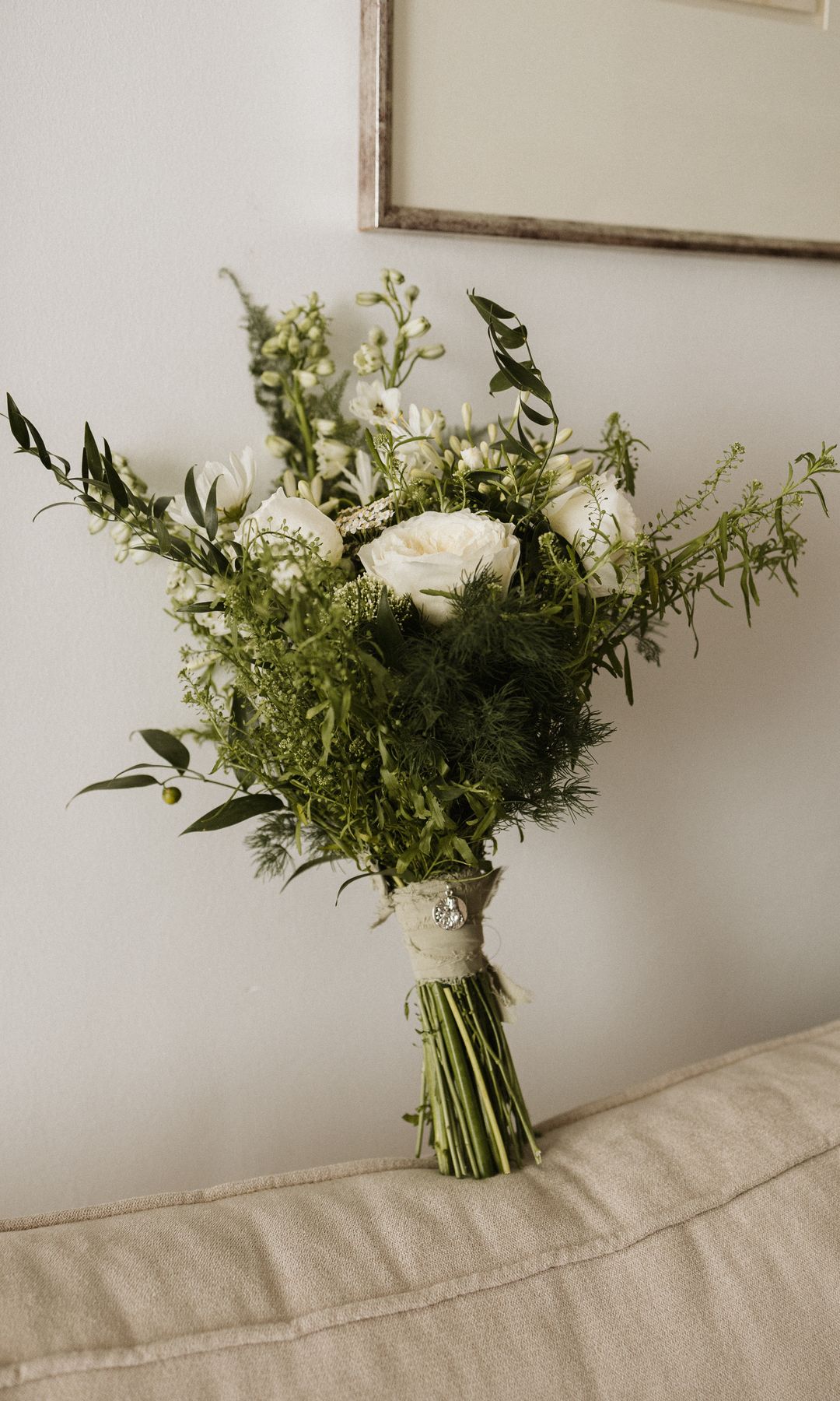 Ramo de novia blanco y verde