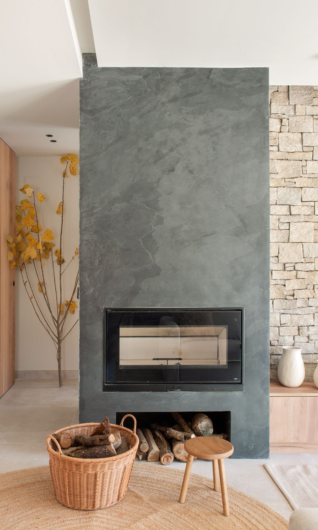 Salón con chimenea