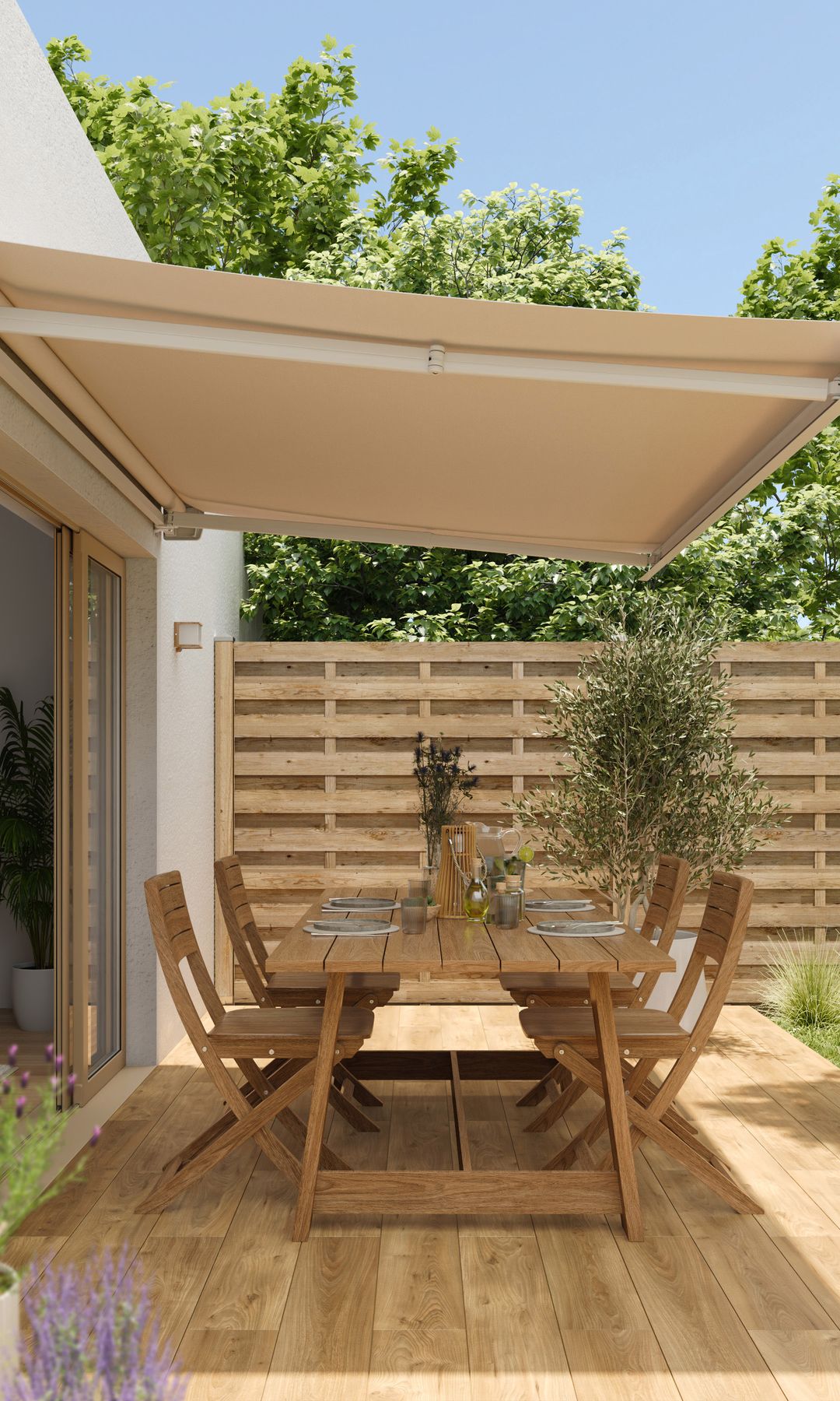 Toldo de brazo extensible Zéfir II motorizado, de venta en LEROY MERLIN