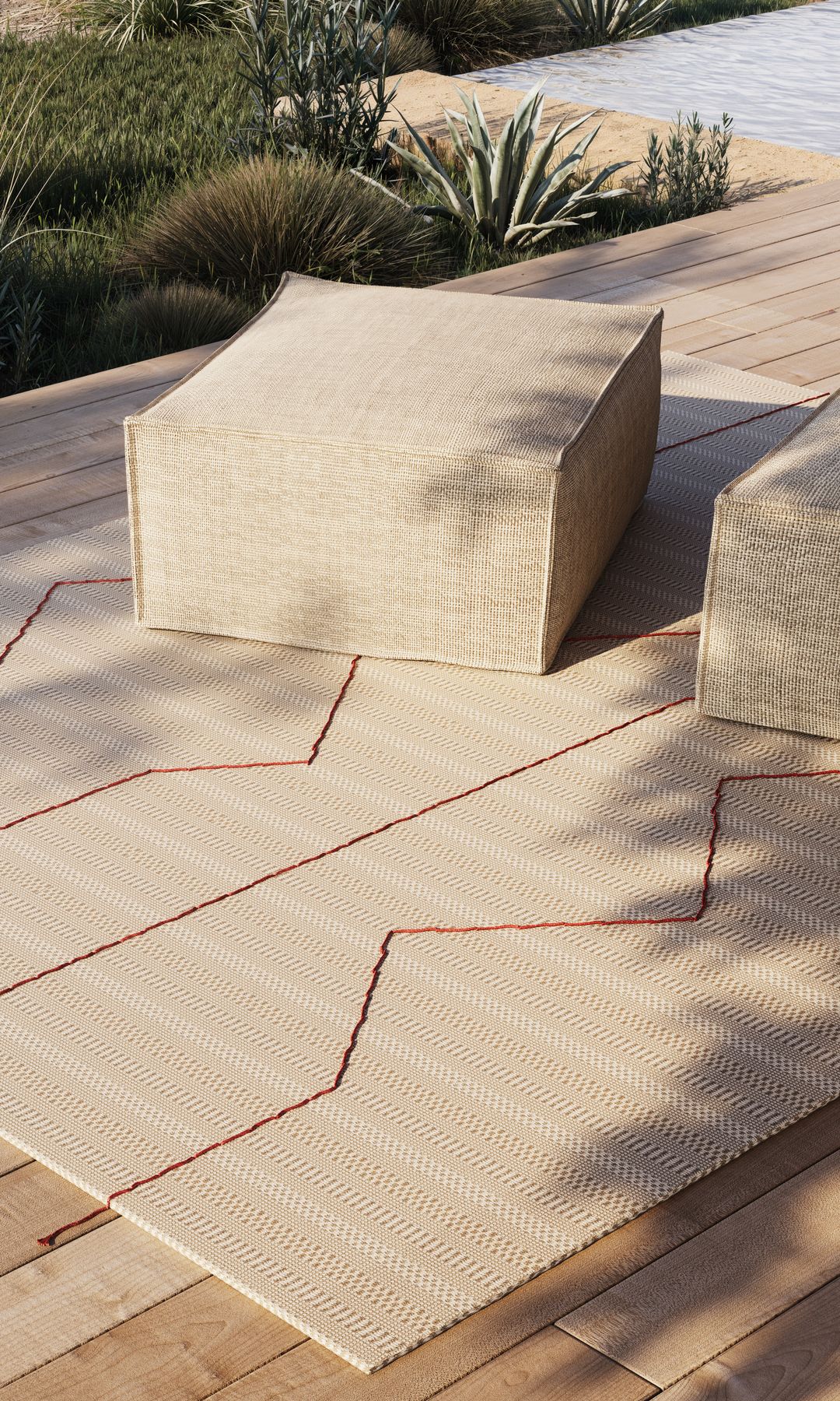 Puf y alfombra de exterior