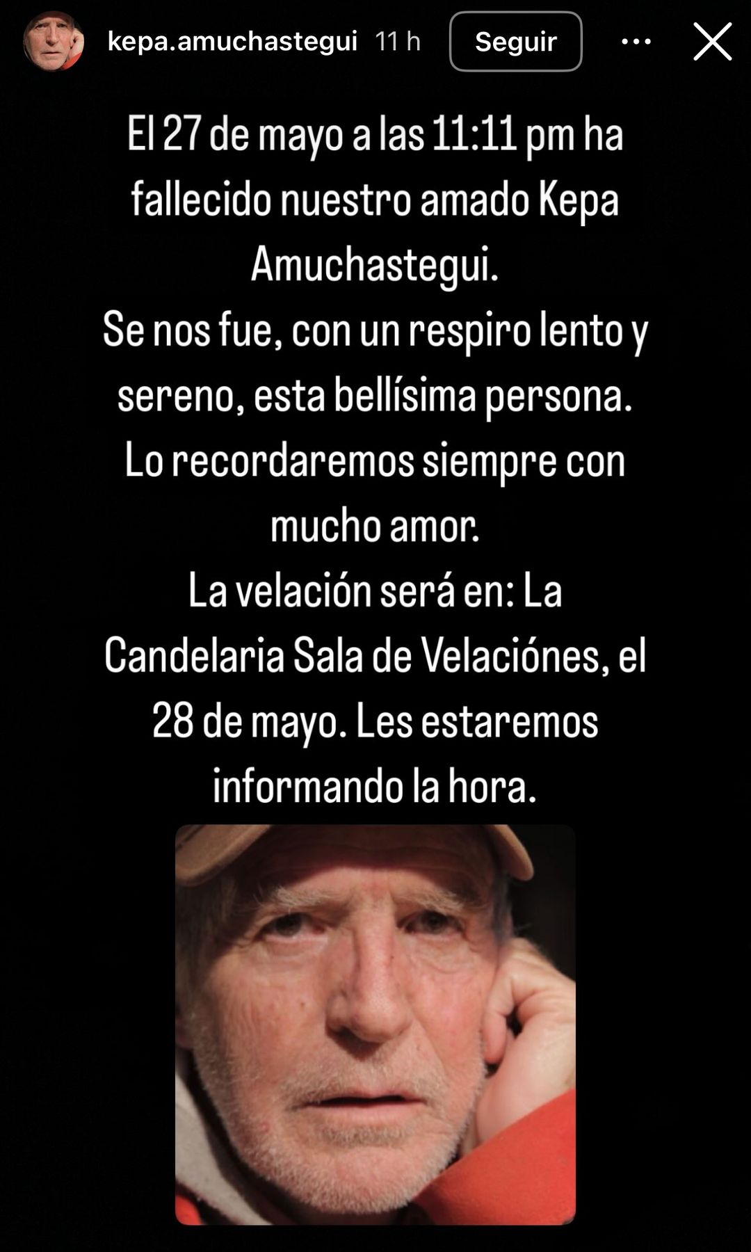 Con este mensaje, la familia Amuchastegui dio a conocer el deceso.