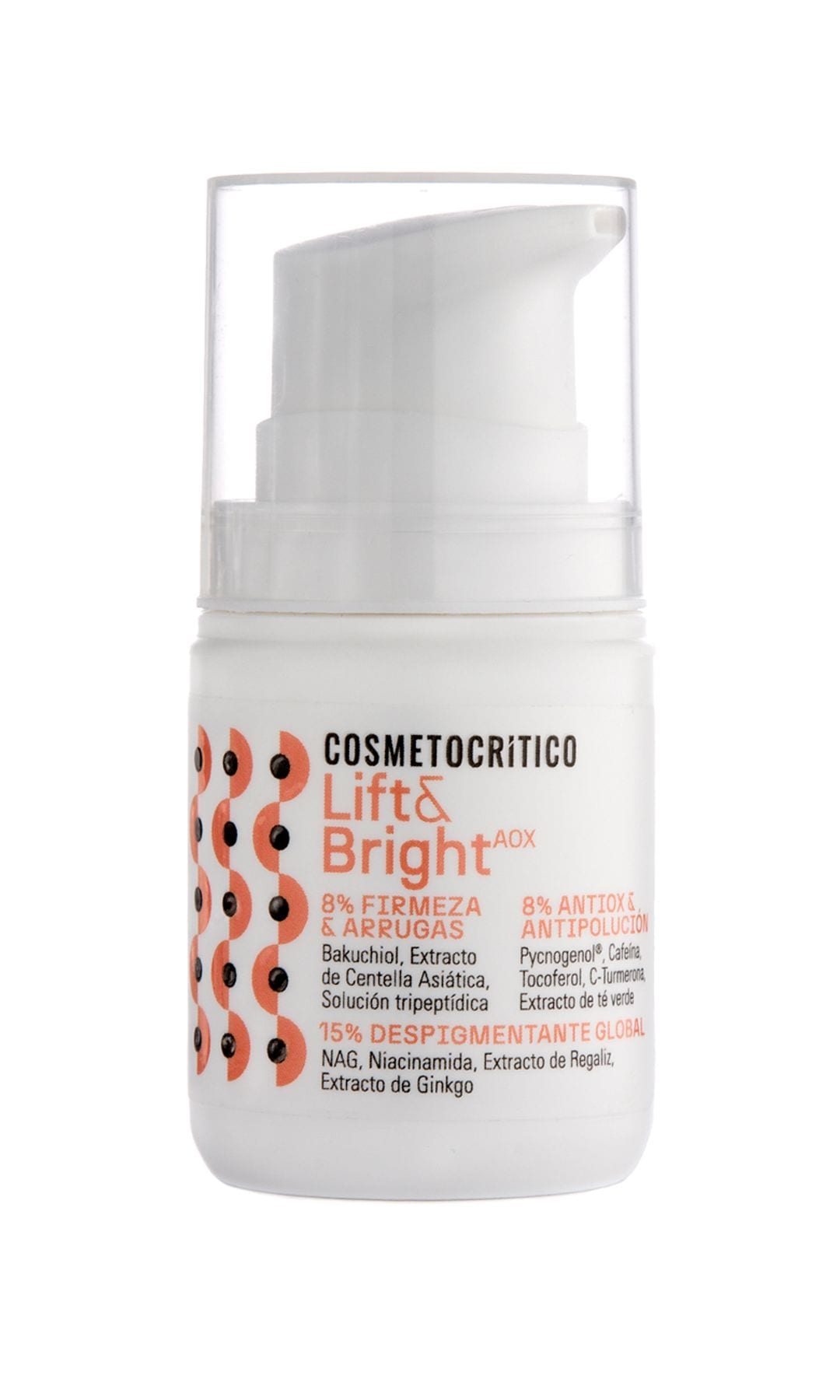 Sérum con péptidos (entre otros activos antiedad, antioxidantes y antipolución) 'Lift & Bright AOX', de Cosmetocrítico