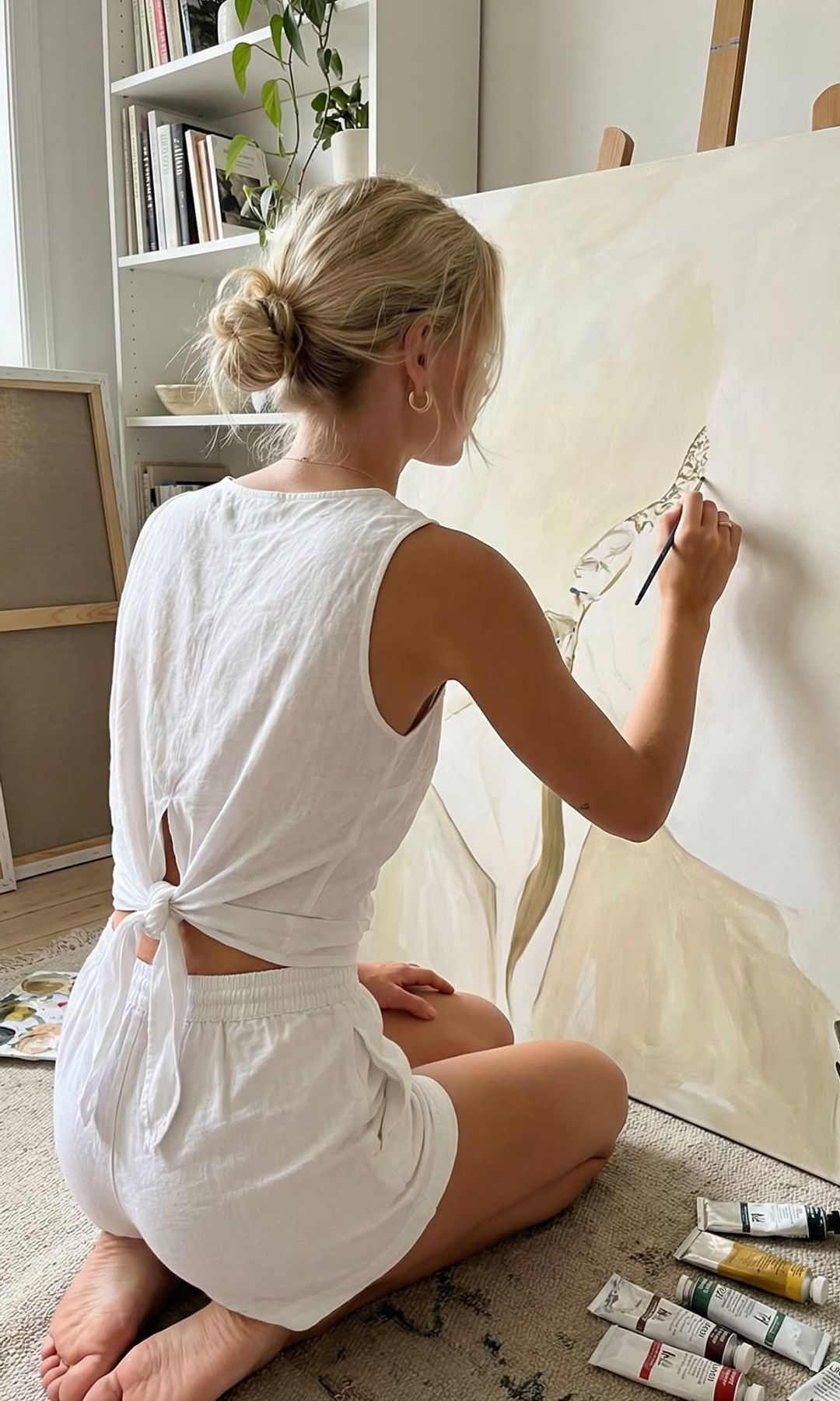 Una chica pintando un cuadro