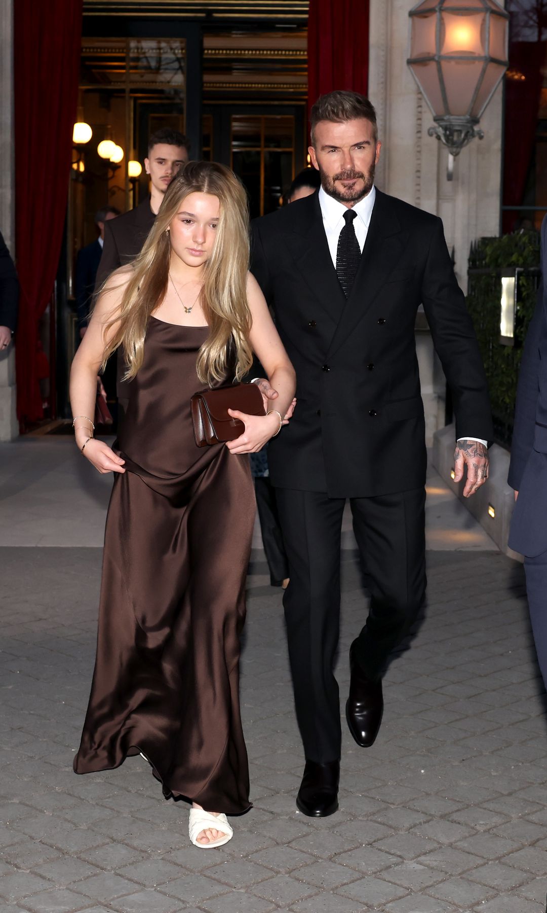 David Beckham y Harper Beckham en la Semana de la Moda de París