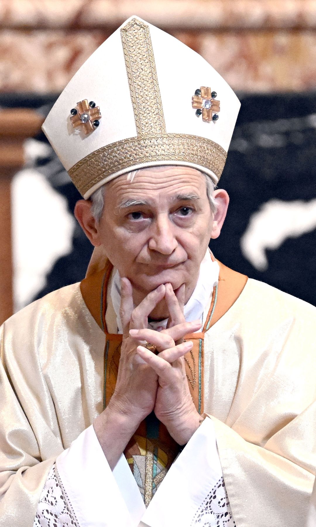 Vatican CITY. Vatican Basilica. Eucharistic Celebration 79th General Assembly of the Italian Episcopal Conference. In the photo, Cardinal Matteo Zuppi