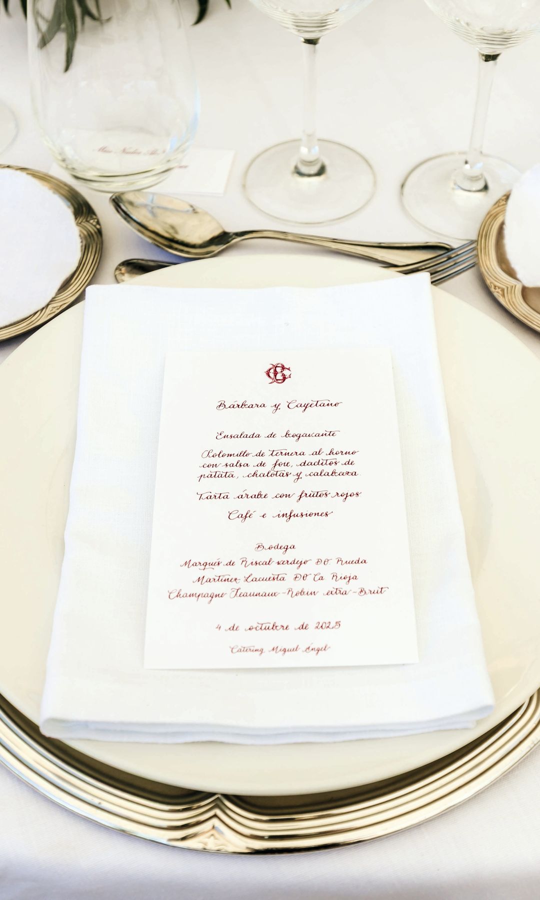 El menú de la boda