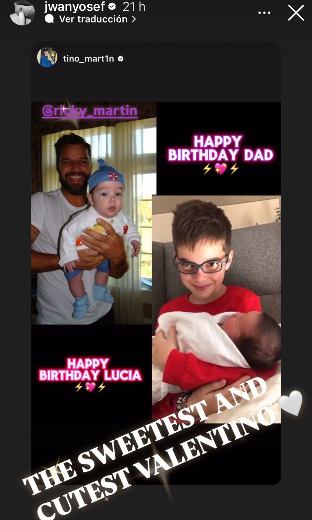 Jwan Yosef replicó la felicitación de 'Tino' a Ricky Martin y Lucía.