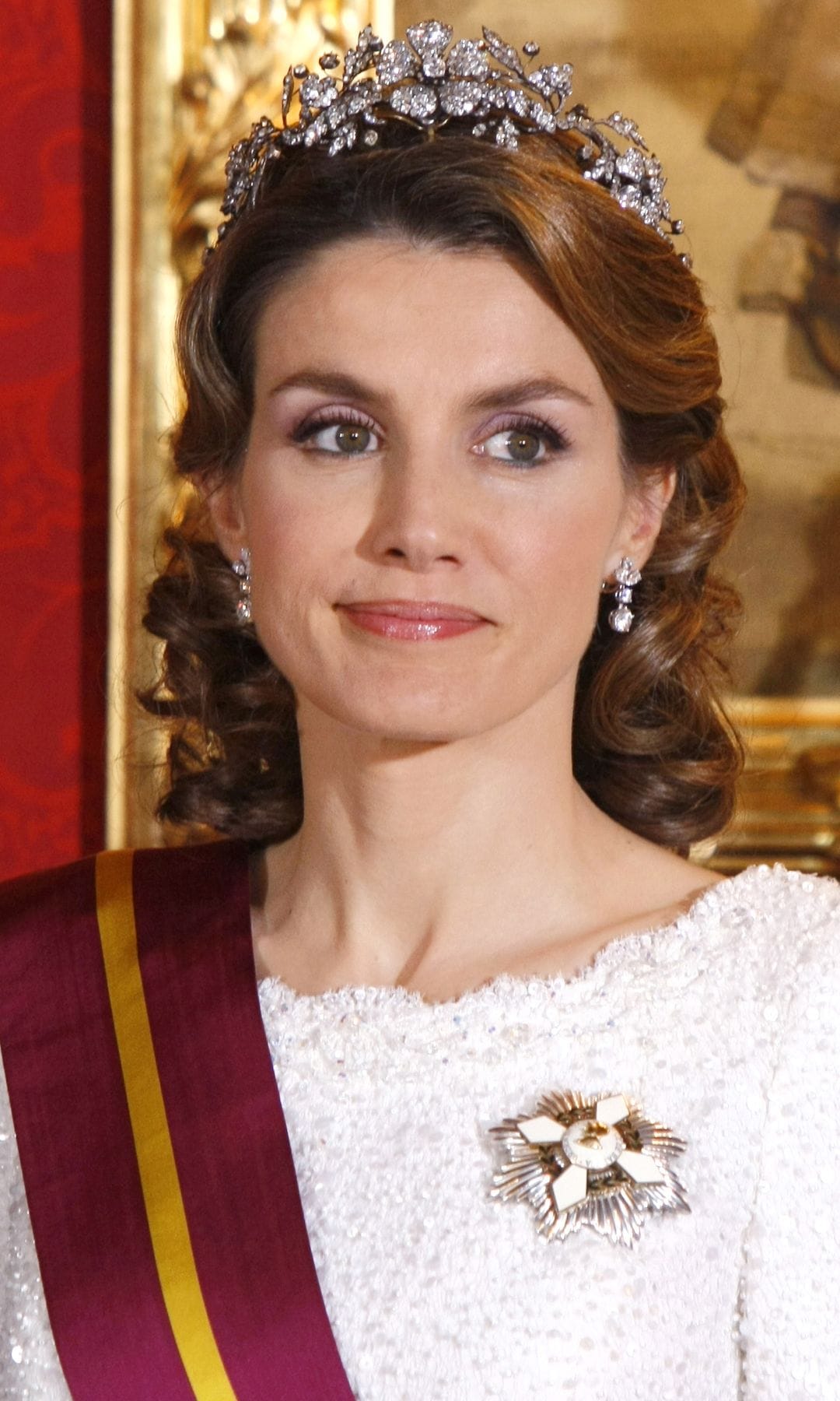 La reina Letizia durante la cena de gala durante la visita del Presidente de Panamá, el 24 de noviembre de 2008