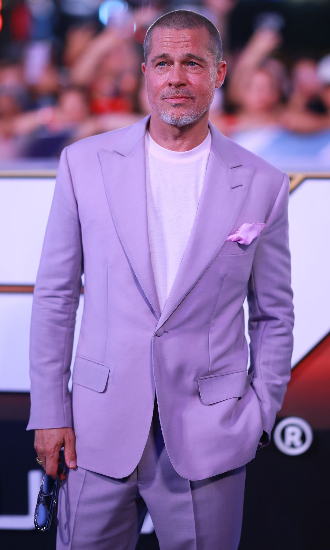 Brad Pitt poses for a photo during the fan event for "F1: The Movie" at Plaza Toreo Parque Central on June 09, 2025 in Naucalpan de Juarez, Mexico