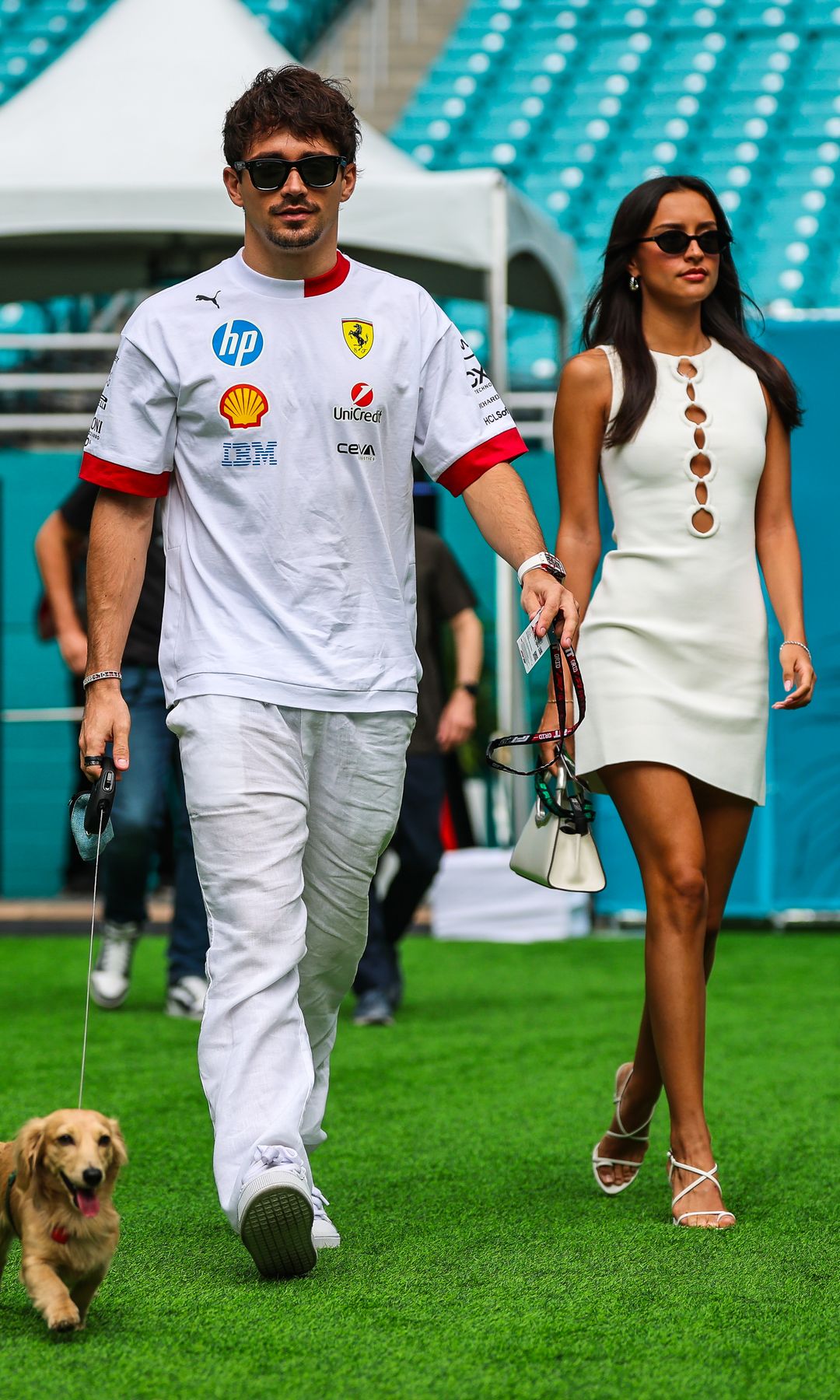 Grand Prix Miami 2025 Charles Leclerc y Alexandra Saint Mleux 