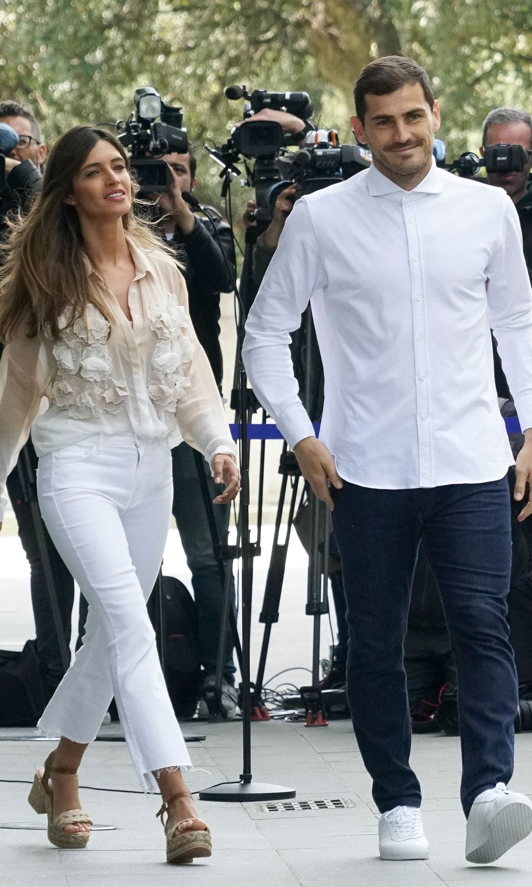 Soccerplayer Iker Casillas with Sara Carbonero receiving hspital discharge after a heart attack in Porto, Portugal, Monday, May 6, 2019.