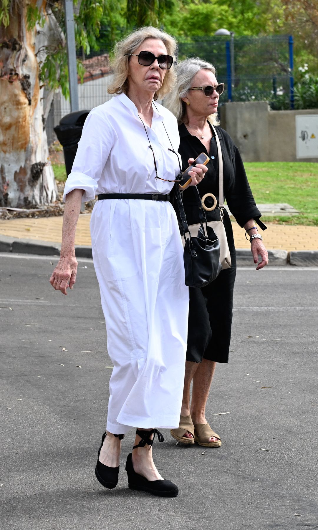 Ana Gamazo llega a la parroquia de Guadalmina para asistir al funeral por Caritina Goyanes, a 27 de agosto de 2024, en Marbella